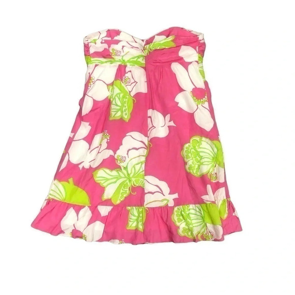 Lilly Pulitzer Blair Printed‎ Silk Dress Hotty Pink She’s A Piston women’s Sz 8 - Picture 2 of 5